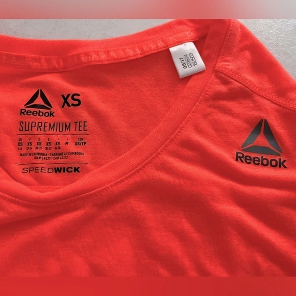 Reebok/ Supremium tee Speedwick/ Neon orange/ Size US XS - Picture 3 of 8